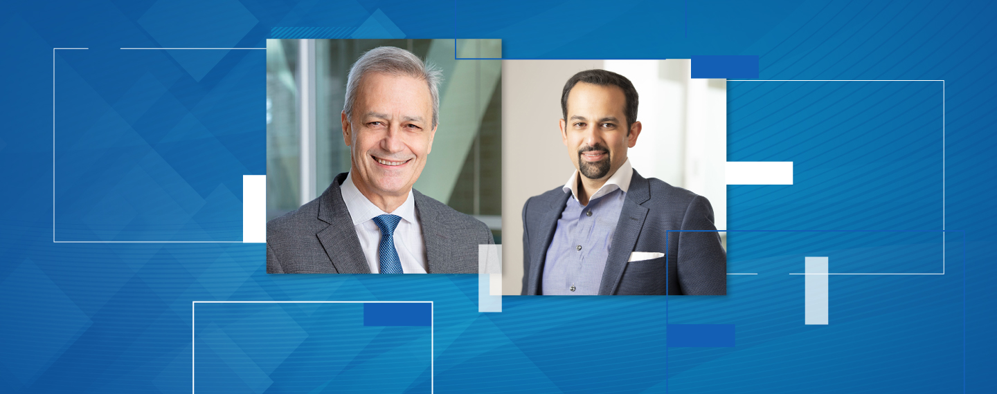 Darryl Sleep, Amgen’s chief medical officer, and Helmy Eltoukhy, CEO of Guardant Health.