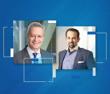 Darryl Sleep, Amgen’s chief medical officer, and Helmy Eltoukhy, CEO of Guardant Health.